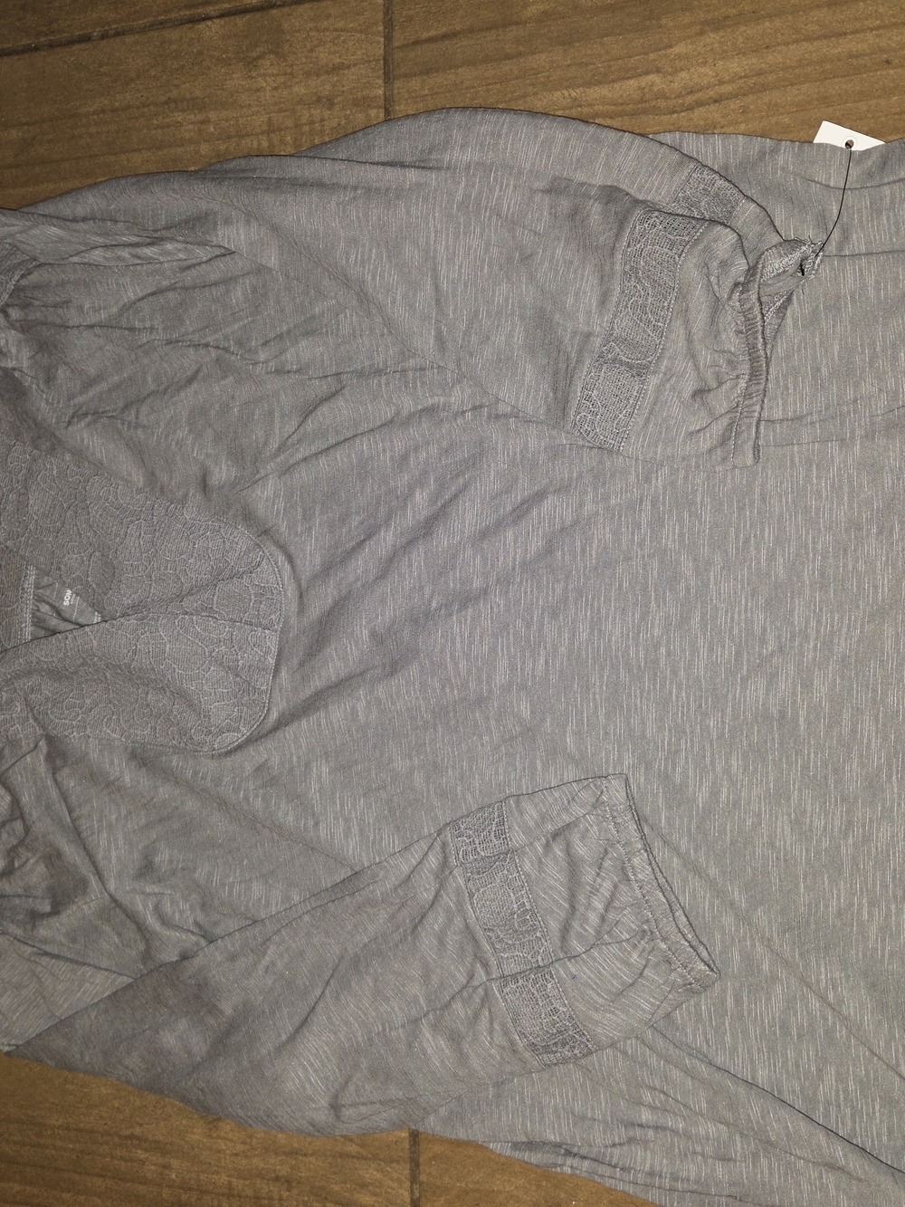 Sonoma Gray Long Sleeve Tee with Lace Accents